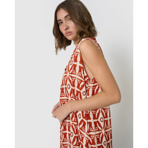 Vestido midi bambula detalles plisados catania teja