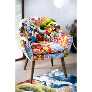 Poltrona Kimono Excelsa in poliestere e legno, 70,5 x 65 x 83 cm, multicolore