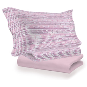 Completo letto henry rosa in cotone 100% cotone