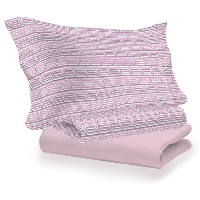 Completo letto henry rosa in cotone 100% cotone
