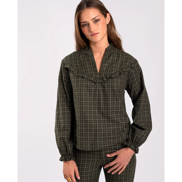 Blusa de manga larga con volantes