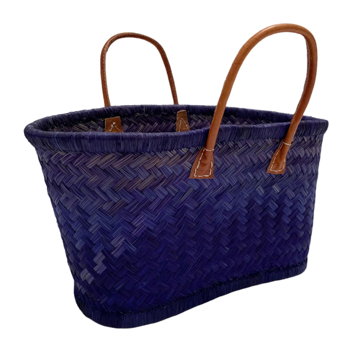 Panier artisanal de Madagascar - Aravola GM Bleu marine