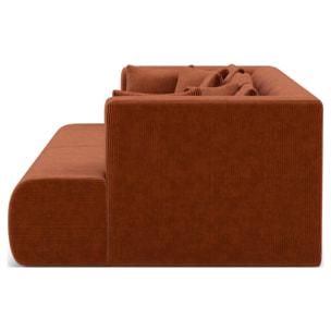 Onyx - canapé droit 4 places avec double méridienne - assise profonde - en velours côtelé - Terracotta
