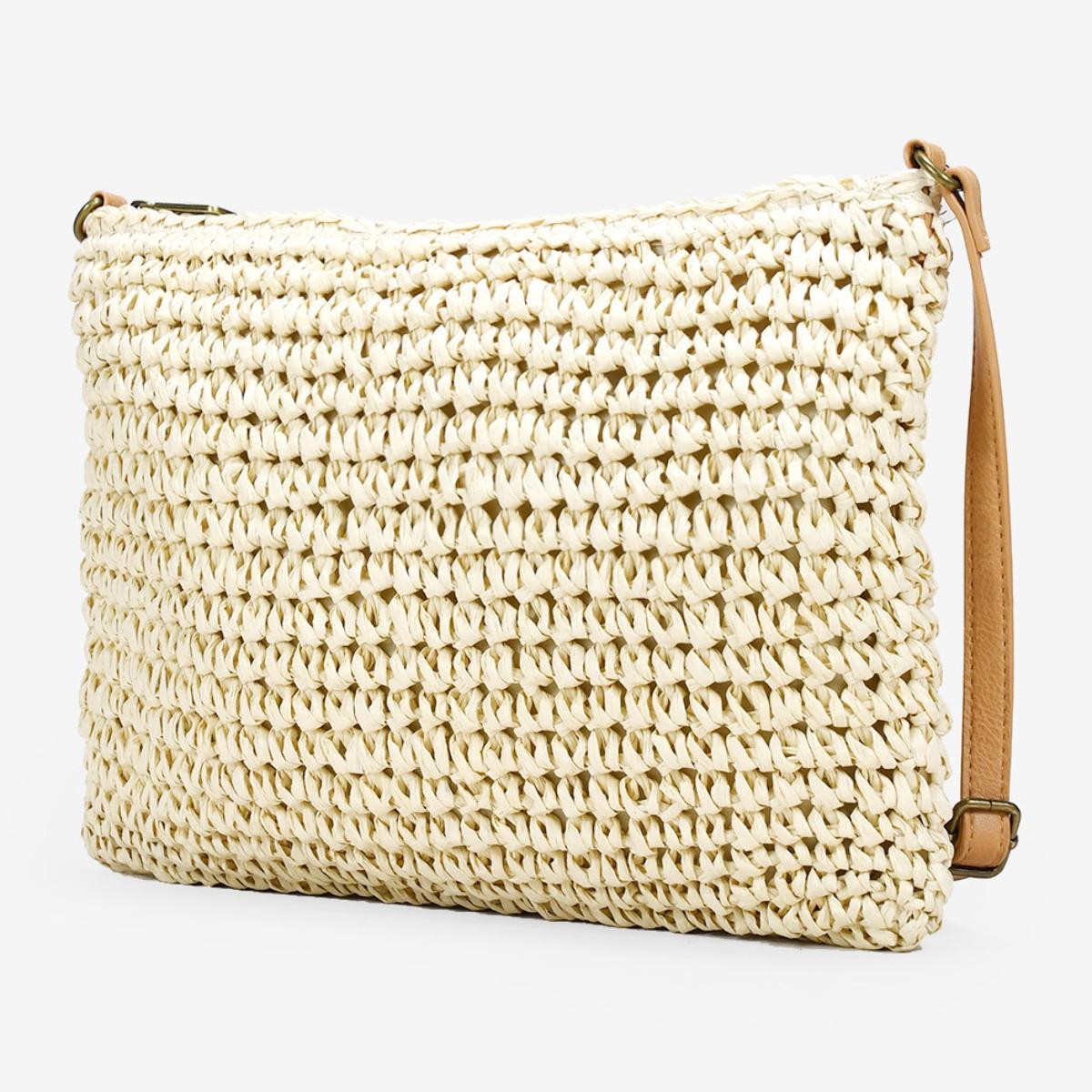 Bolso bandolera de rafia beige