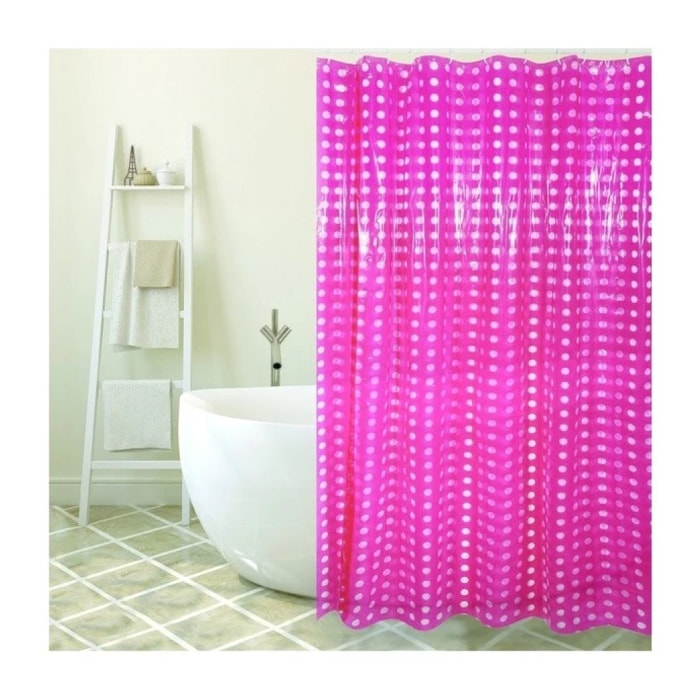Rideau de douche PVC 180x200cm Rose - Anneaux inclus MSV