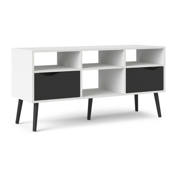Mobile porta TV Aliani, Credenza da soggiorno, Armadio basso per TV, Base parete attrezzata, 117x39 h57 cm, Bianco e Nero