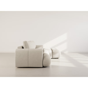 Yulin - Canapé d'angle droit 4 places convertible avec coffre en tissu bouclette - Beige