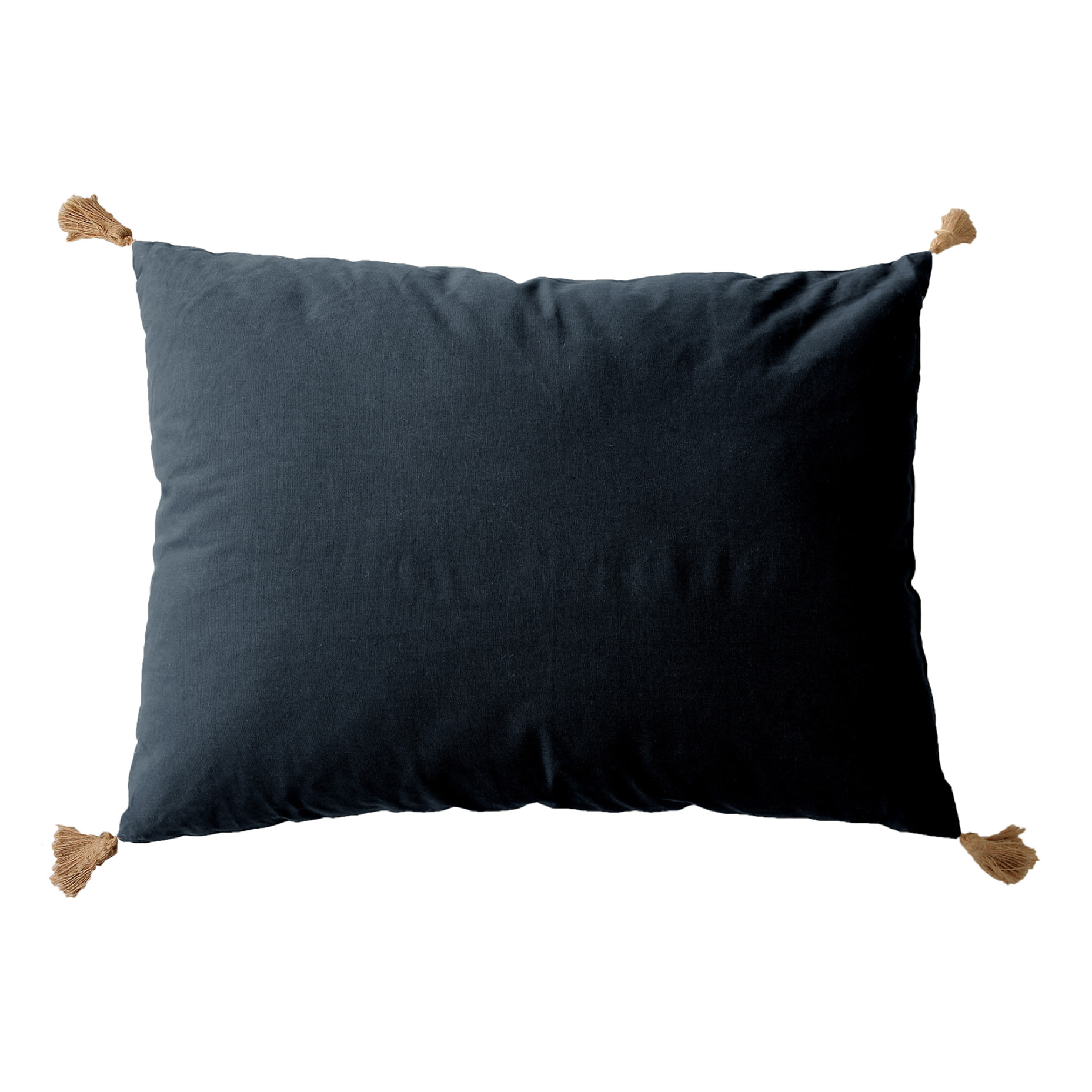 Coussin avec pompons en jute - Gris Foncé