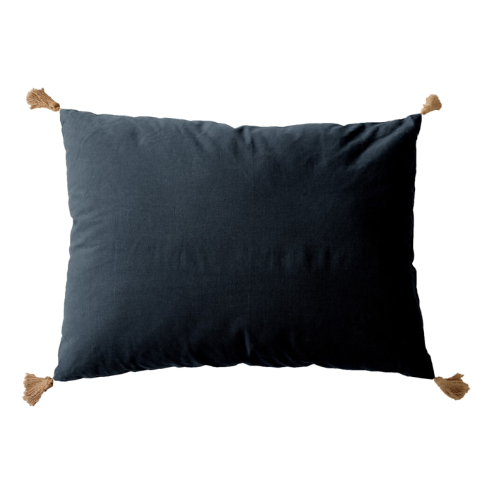 Coussin avec pompons en jute - Gris Foncé