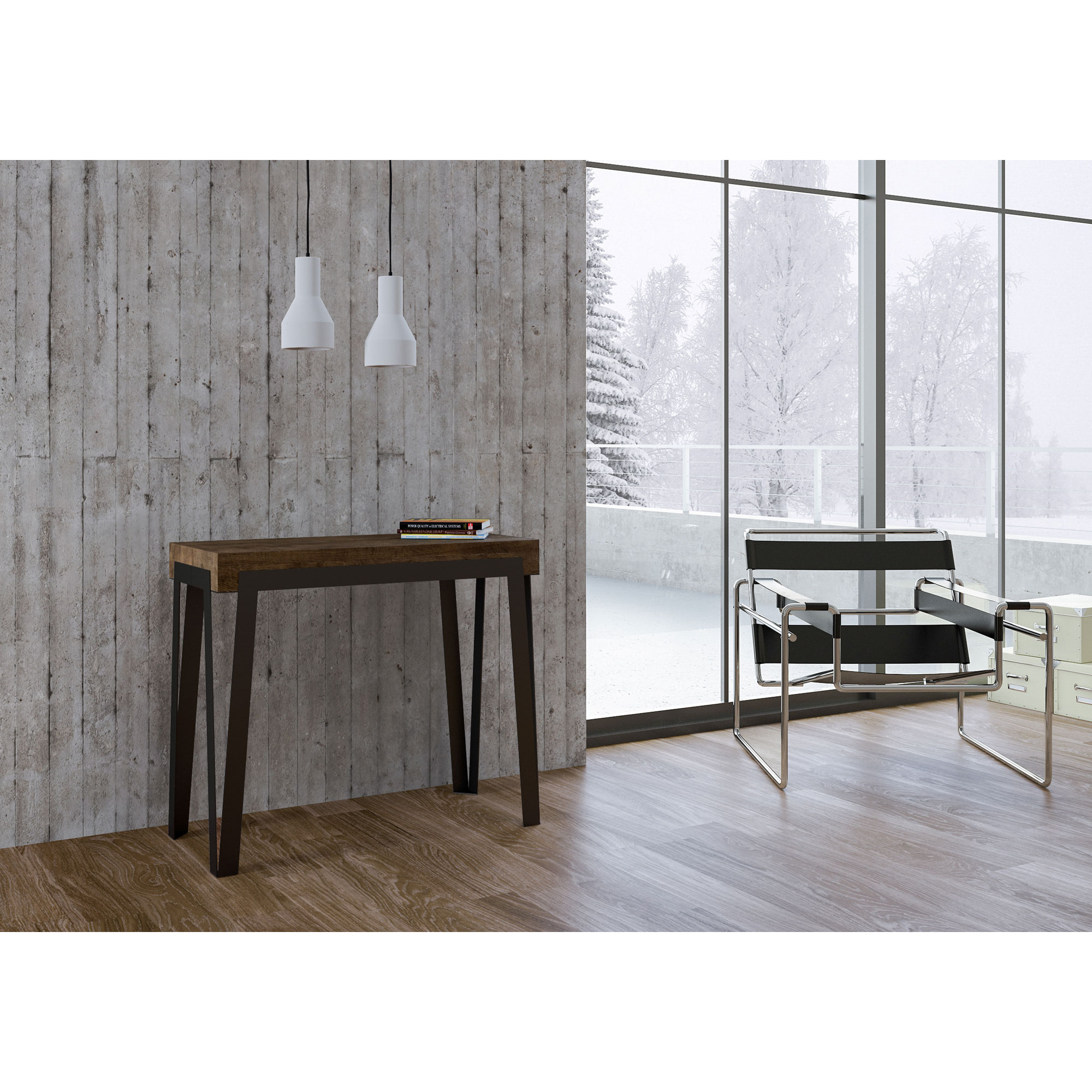 Console extensible 90x40/196 cm Rio Small Noyer cadre Ruille