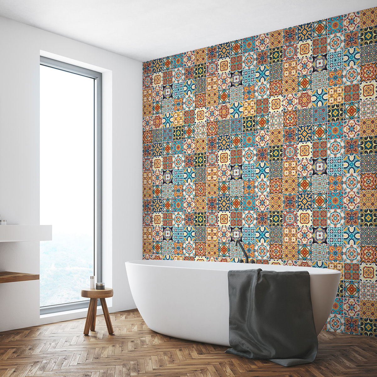 Stickers muraux - Sticker Mural Carrelage adhésif Cuisine Salle de Bain - 60 STICKERS CARRELAGES AZULEJOS BETENINO