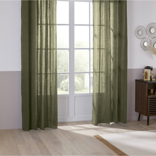 Rideau "Linah" - lin - vert kaki - 130x260 cm