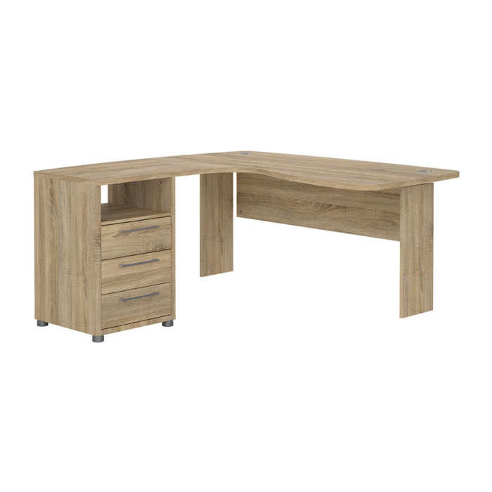 Scrivania Lumpur, Scrittoio multiuso, Tavolo per ufficio porta PC, Piano di lavoro, 159x150 h75 cm, Quercia