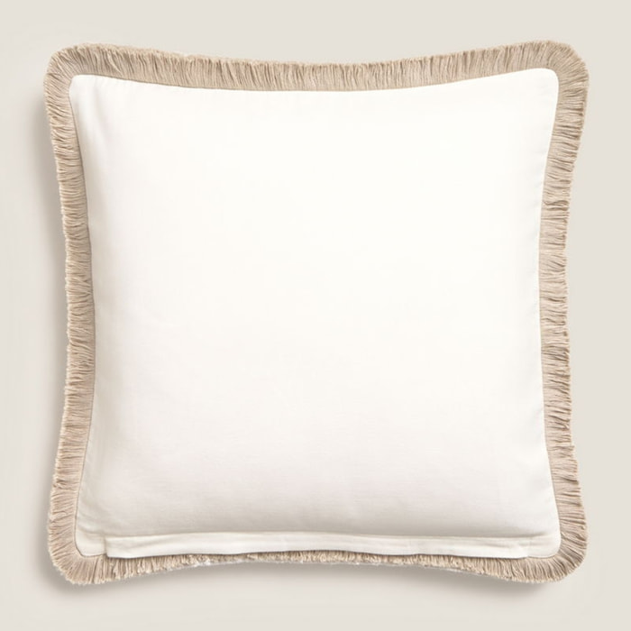 Funda de cojín algodón flecos Afculac color gris piedra 100% Algodón