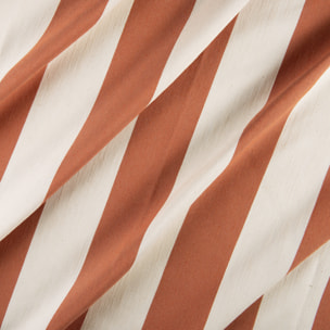 Rideau à rayures verticales en armure satin avec œillets - Rouge Orangé