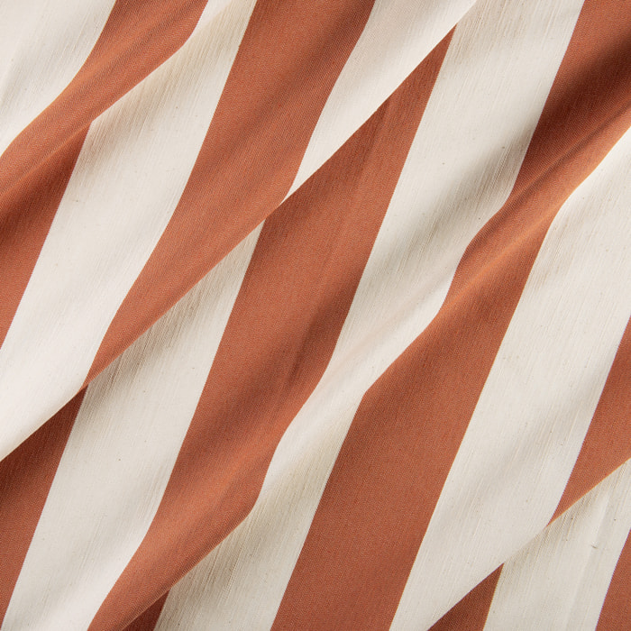 Rideau à rayures verticales en armure satin avec œillets - Rouge Orangé