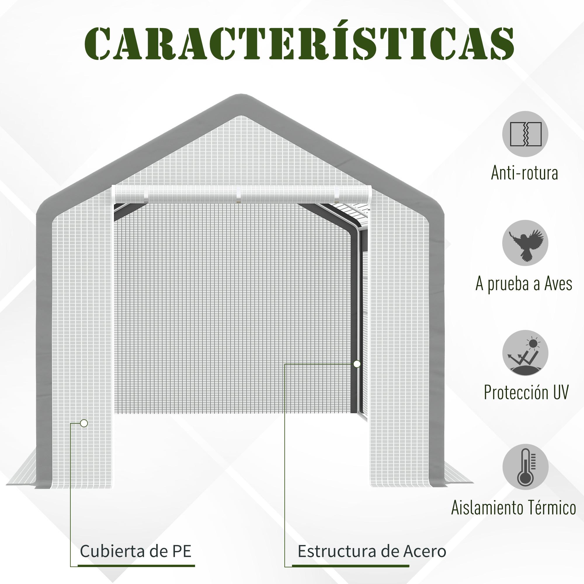 Invernadero de Jardín 600x300x280 cm Caseta para Cultivo de Plantas Blanco