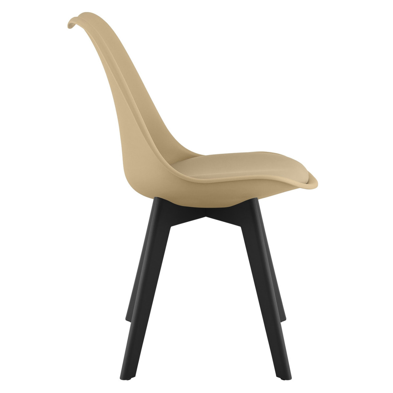 Sedia Mark con cuscino in ecopelle beige scuro