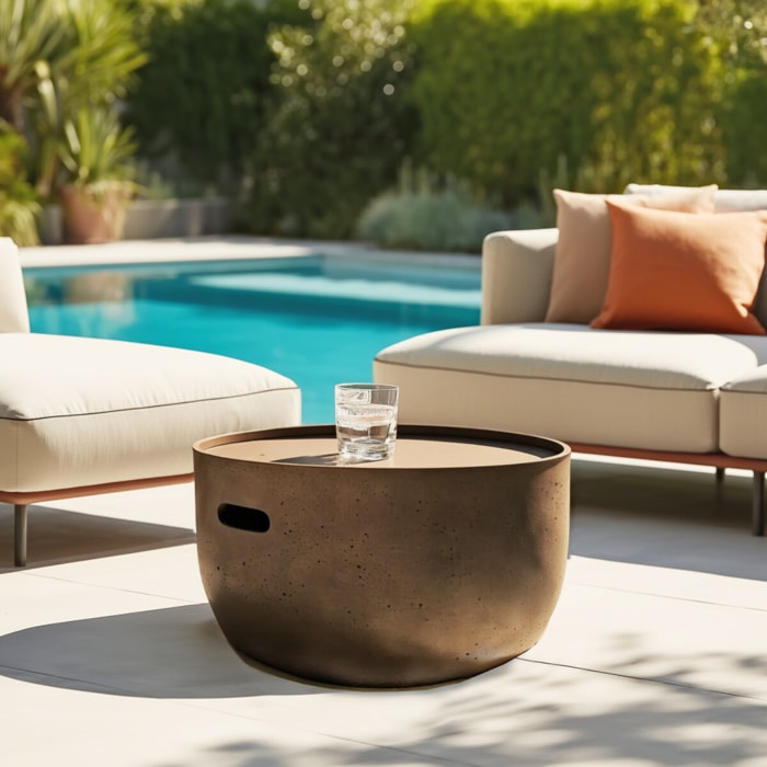 NESTOR - Table basse ronde en béton marron D58cm