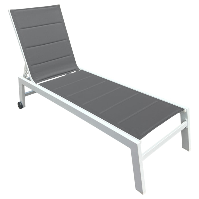 Bain de soleil BARBADOS en textilène gris - aluminium blanc