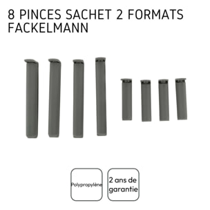 Lot de 8 clips fermeture de sachet Fackelmann Tecno