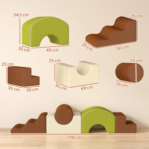 Juego de 5 Bloques de Espuma para Niños, Bloques de Psicomotricidad Infantil con Base Antideslizante, Funda Extraíble, Set de Escalada Suave Interior para Escalar y Gatear, 3-6 Años