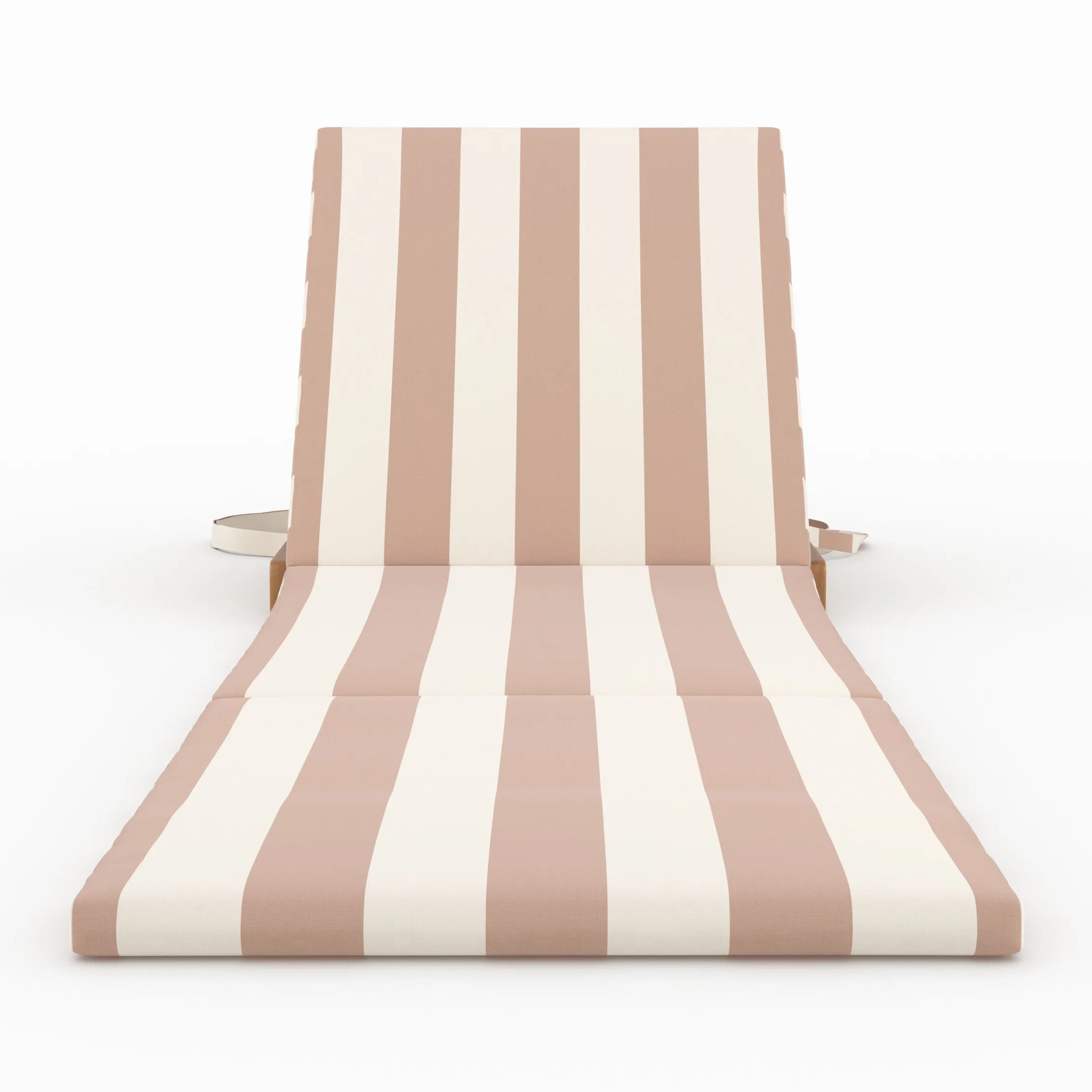 Chaise longue de plage pliable en tissu rayé écru et taupe - Balabac