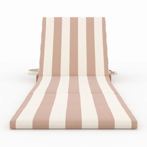 Chaise longue de plage pliable en tissu rayé écru et taupe - Balabac