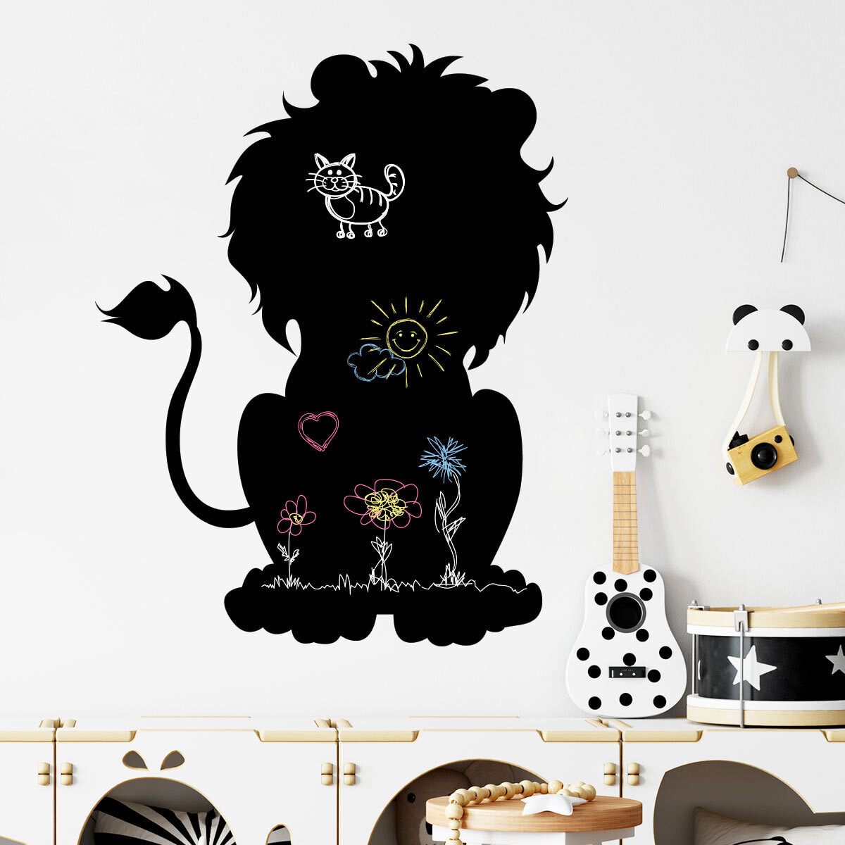 Sticker ardoise tableau noir - stickers muraux adhésif effaçable - SILHOUETTE LION