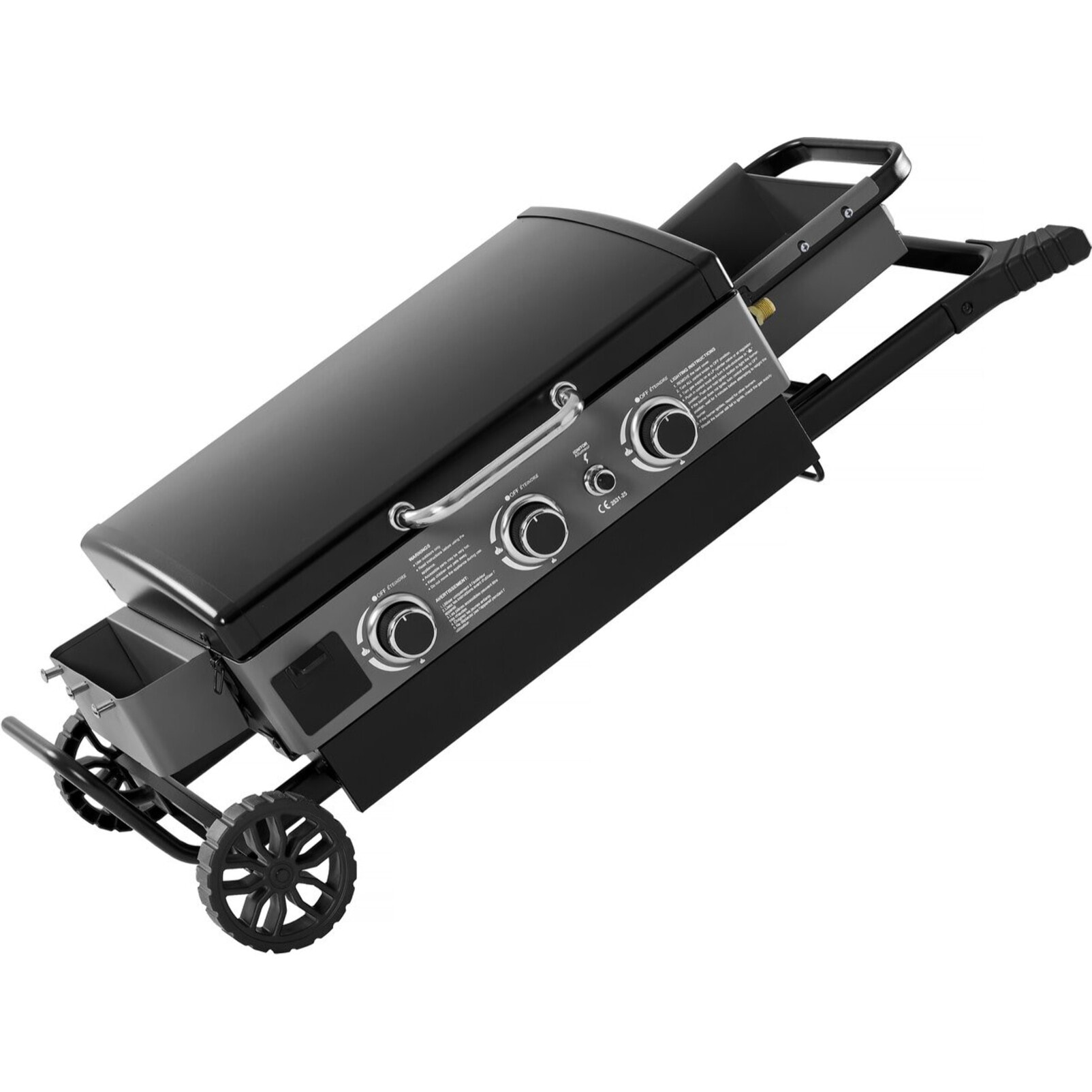 Plancha à gaz avec chariot pliable et portable "Firo" - 7,5 kw - Noir