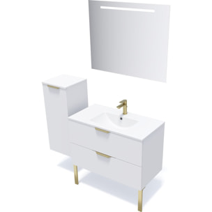 Ensemble vasque intégrée 2 tiroirs + miroir - VENICE