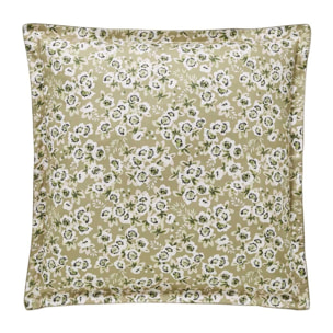 Taie d'oreiller imprimée en satin de coton bio, BLOSSOM, Beige Lune