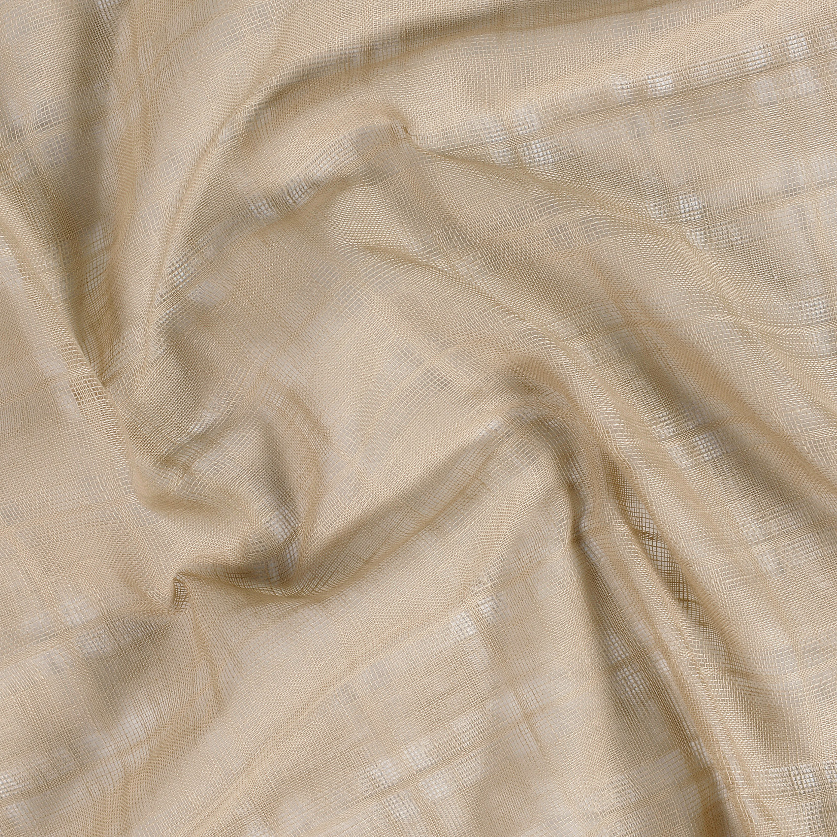 Voilage à Oeillets Motifs Carreaux Alsaciens - Beige