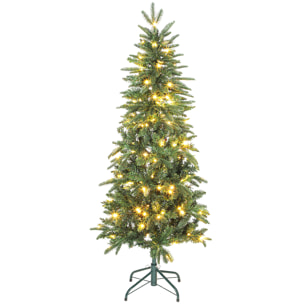Sapin de Noël artificiel LED x 150 blanc chaud 8 modes H.150 cm 431 branches support vert