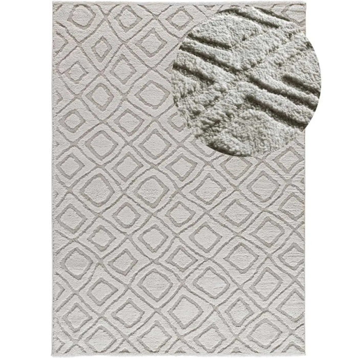 JUNO Alfombra geométrica con relieve gris, varias medidas disponibles.