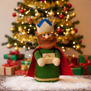 Set de los 3 reyes magos decorativos navideños de h.35cm - con base estable, figuras en poliéster