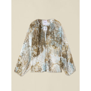 Oltre - Blusa fantasia con maniche lunghe - Marrone
