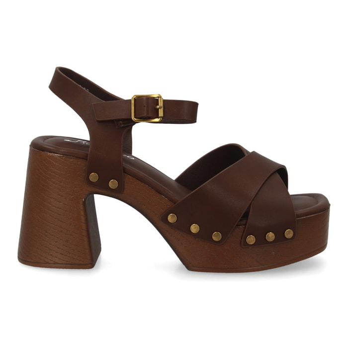 Sandalia plataforma tacón ancho para mujer