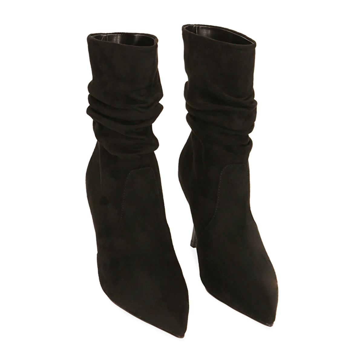 Ankle boots neri in microfibra, tacco 8,5 cm