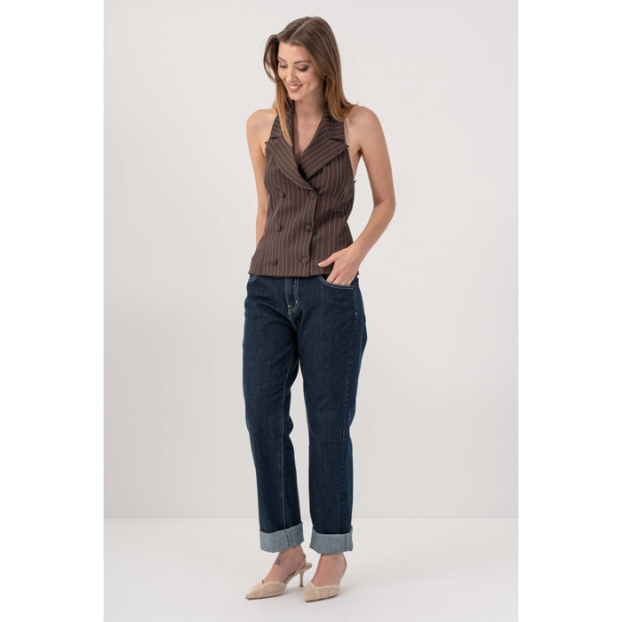 Kocca - Pantaloni in denim con risvolto Donna