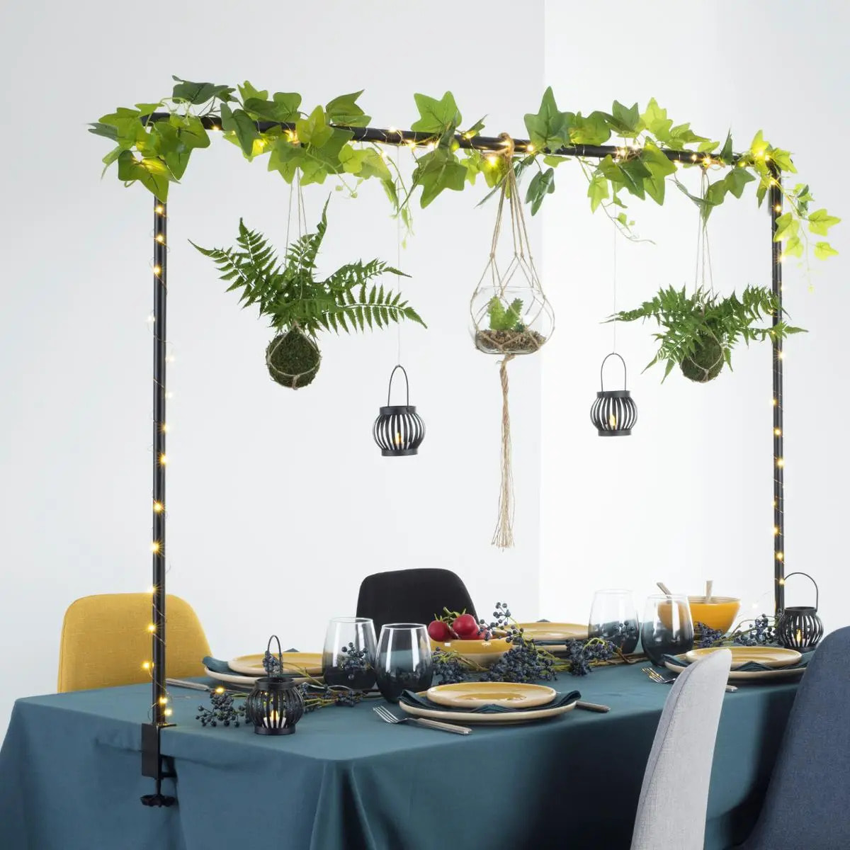 Barre décorative de table - métal - noir - L200 cm