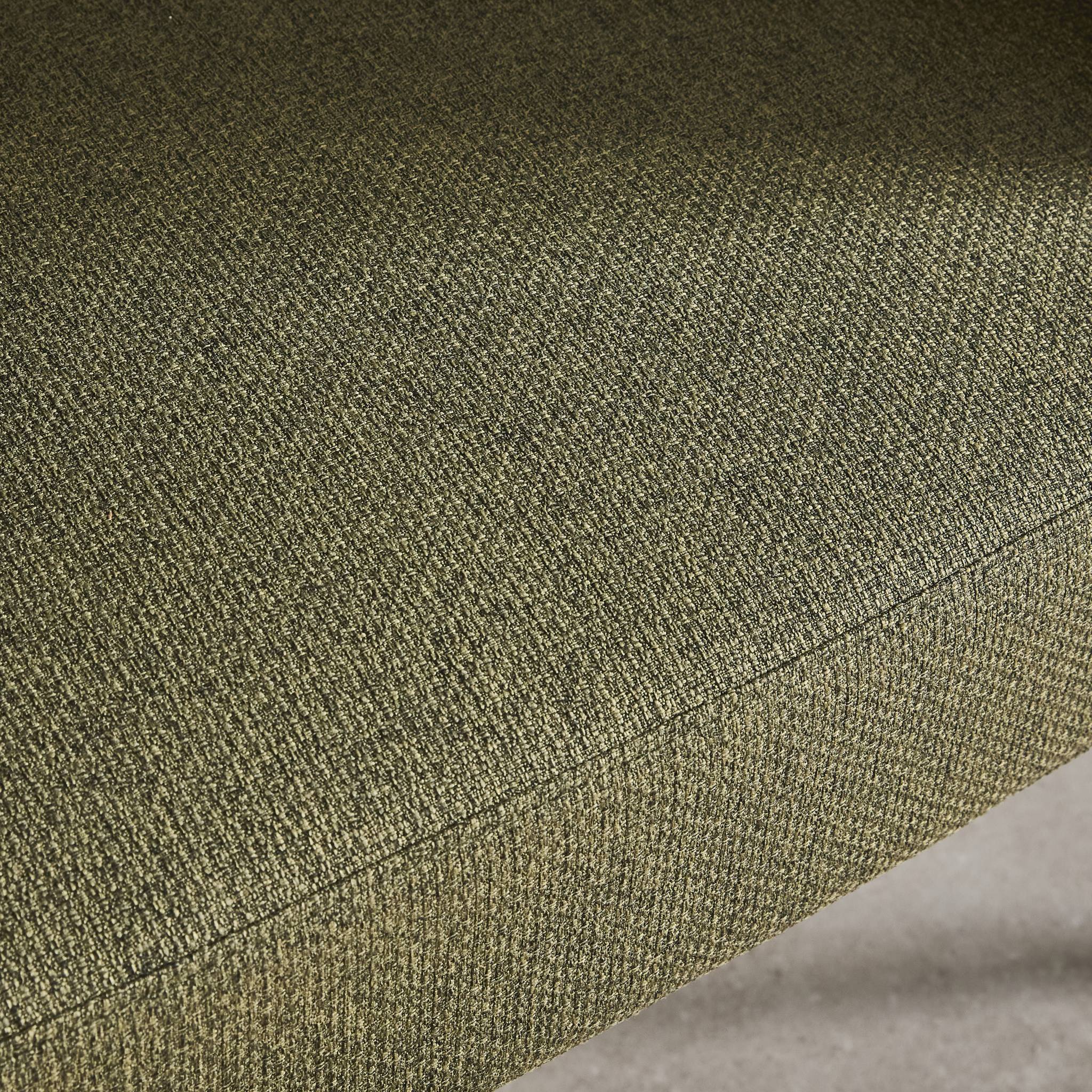 Fauteuil tissu kaki dossier incurvé piétement métal L 81.5 x P 72.5 x H 69 cm - Cristo