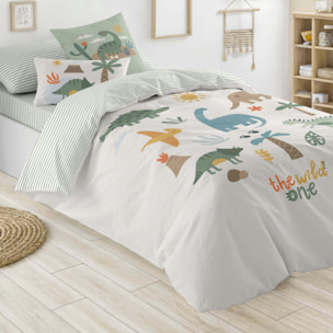 Cool Kids - Funda Nórdica Estampada - Reversible - Infantil - Cierre Solapa - 100% Algodón - Incluye 1 Funda de Almohada - Dinoland