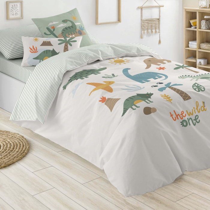 Cool Kids - Funda Nórdica Estampada - Reversible - Infantil - Cierre Solapa - 100% Algodón - Incluye 1 Funda de Almohada - Dinoland