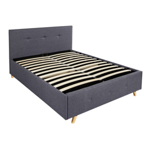 Lit coffre Mala 140x190cm tissu gris
