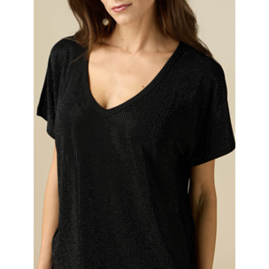 Oltre - T-shirt con micro cristalli - Nero