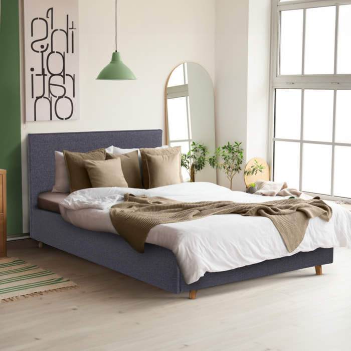 Lit coffre Mala 140x190cm tissu gris