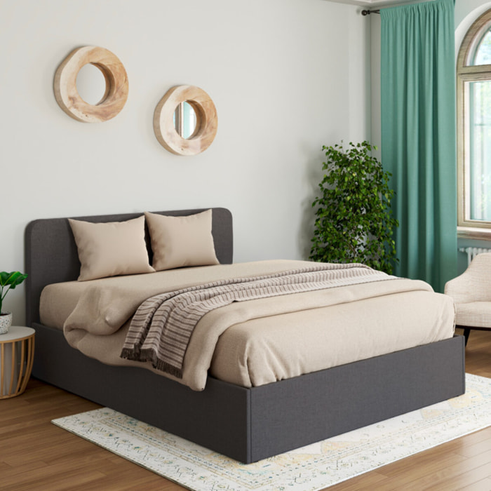 Lit coffre Louise 140x190cm tissu gris