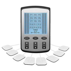 Instrumento de fisioterapia de pulsos de baja frecuencia Tens. 4 canales, 15 modos, 20 velocidades.