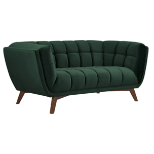 Canapé 2 places en velours vert foncé - Mona